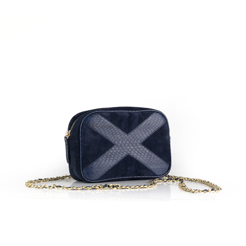 WANTOO, Two-in-one belt and crossbody bag Navy cobra and lamb