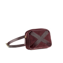 WANTOO, Two-in-one belt and crossbody bag Burgundy cobra and lamb