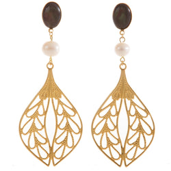 MINA earring gold-plated black and pearl