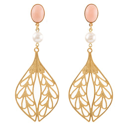 MINA earring gold-plated coral and pearl