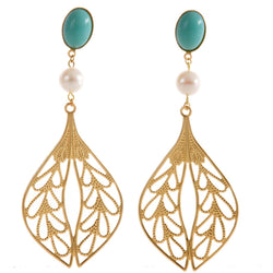 MINA earring gold-plated turquoise and pearl