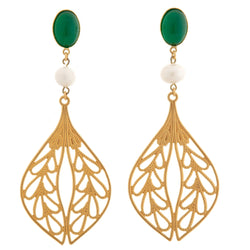 MINA earring gold-plated green and pearl