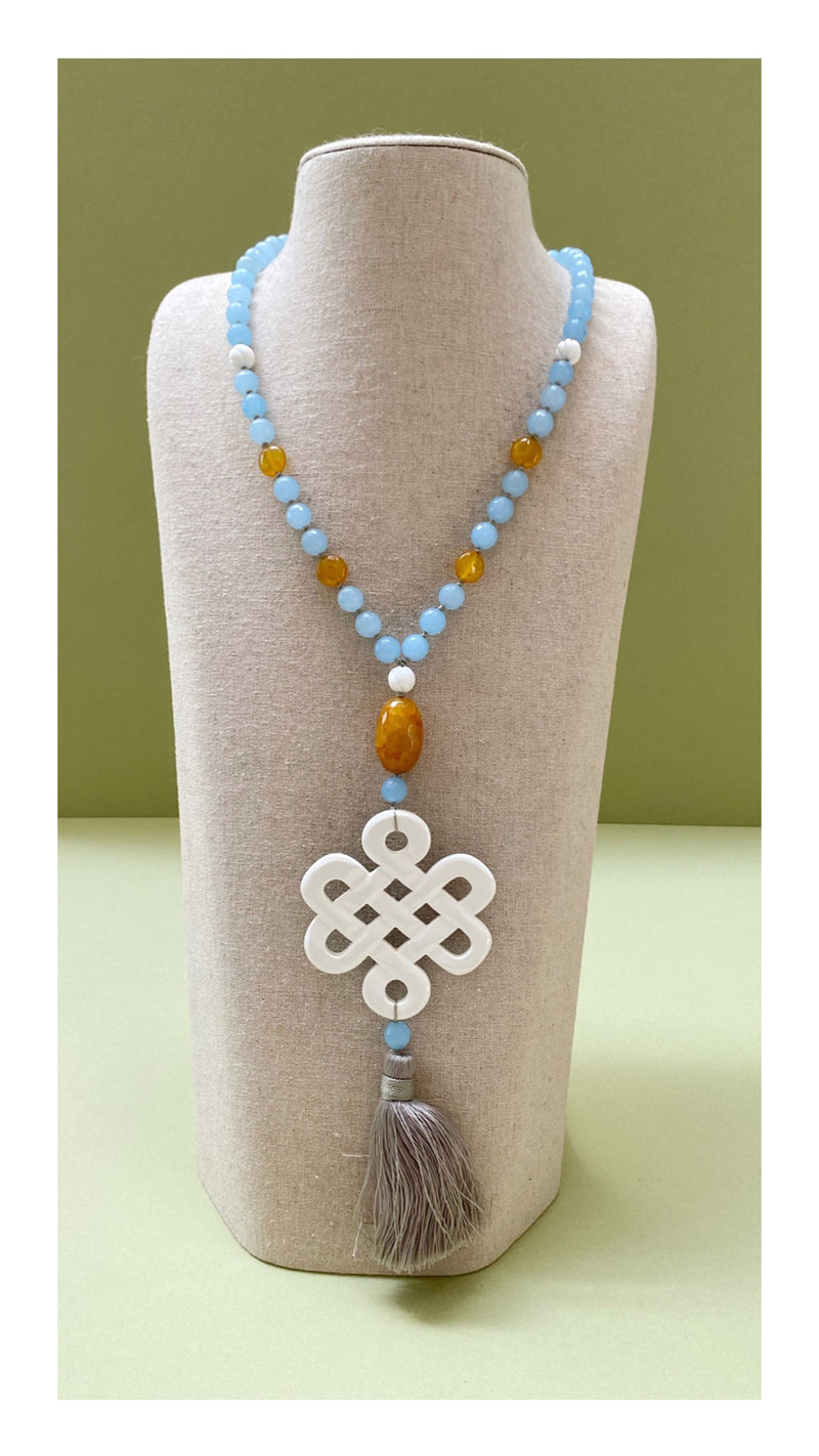 INFINITY  necklace lacquered horn & semiprecious stones