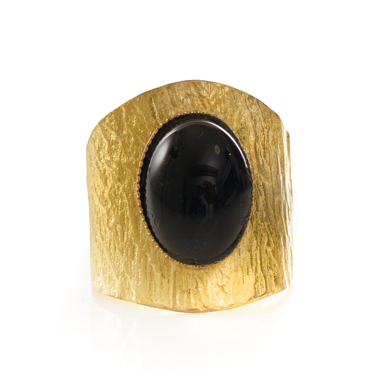 NEZA adjustable ring black agate