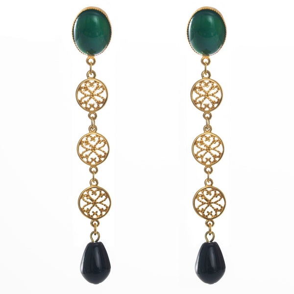 NOOR earring green & black agate