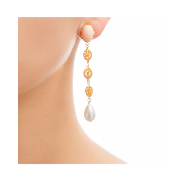 NOOR earring gold-plated coral and pearl