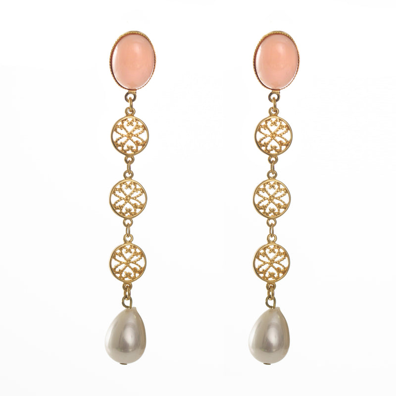 NOOR earring gold-plated coral and pearl