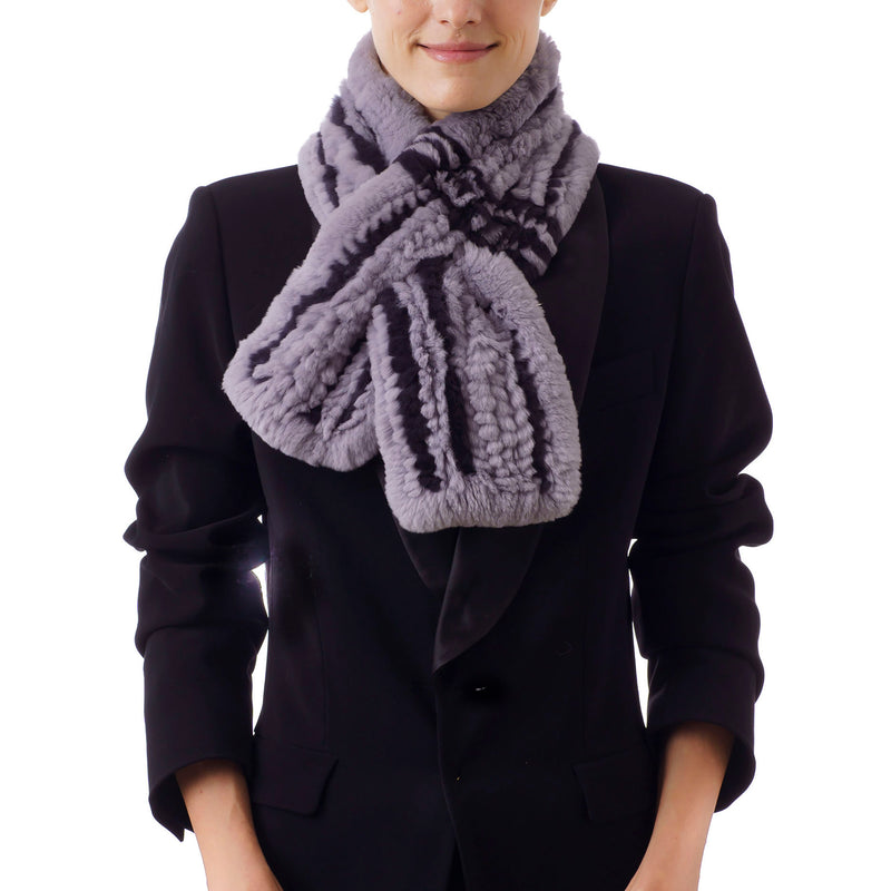 NISEKO Grey and black Knitted scarf.
