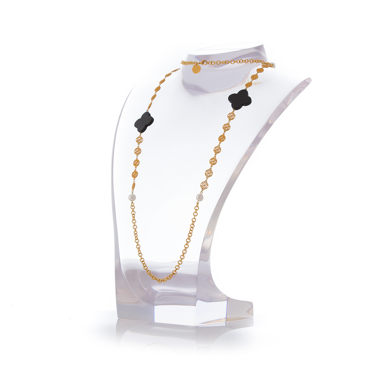 OGIVE Necklace Black Agate and Pearl