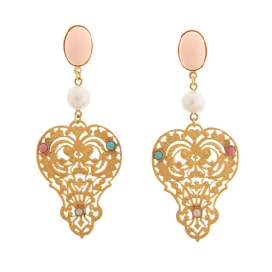 PERSEPHONE earring gold-plated coral