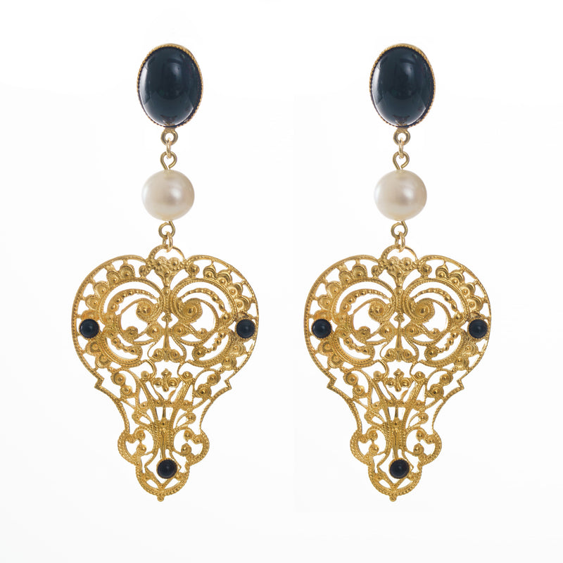 PERSEPHONE earring gold-plated black