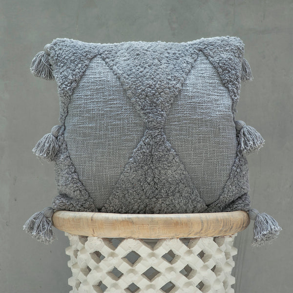 FÈS, Cotton Crewel Embroidered textured pillow cover, Lavender