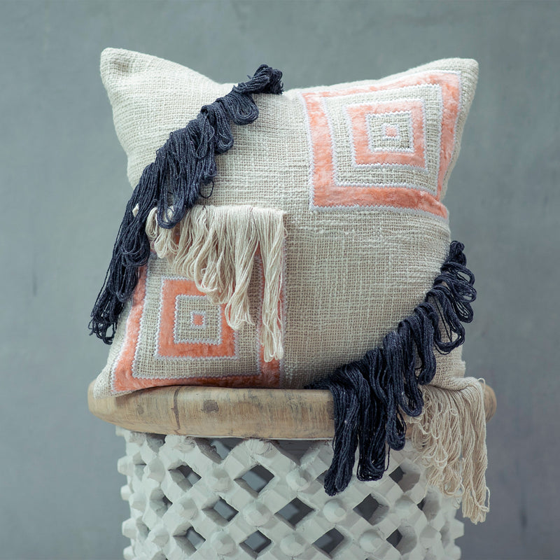 MERZOUGA, Cotton Embroidered tufted textured pillow cover