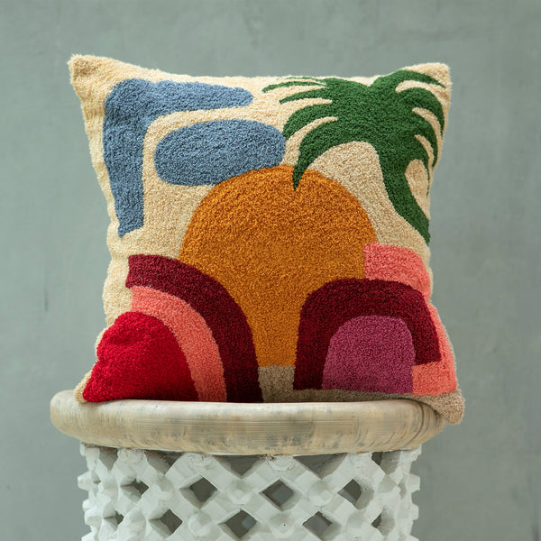 AGADIR, Cotton Crewel Embroidered textured pillow cover