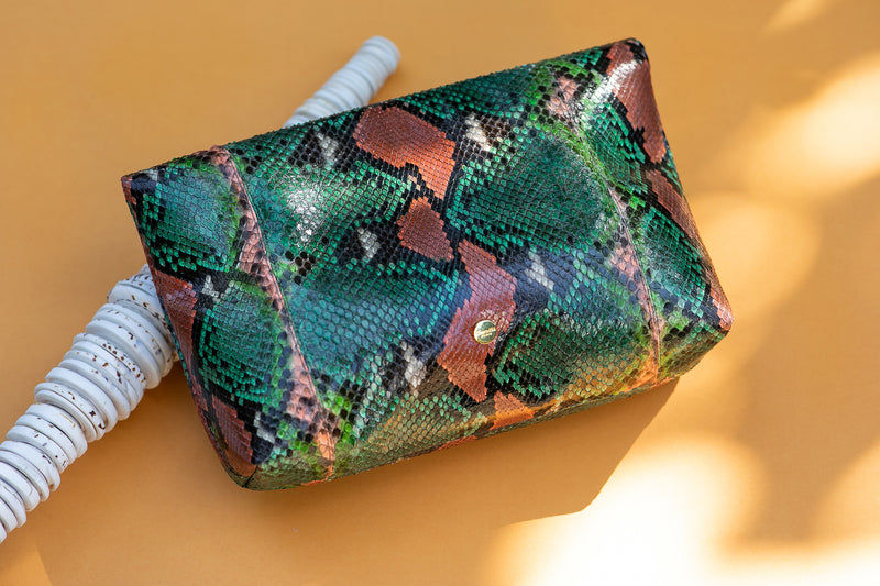 FANBAO CLUTCH BAG HAND PAINTED EMERALD GREEN