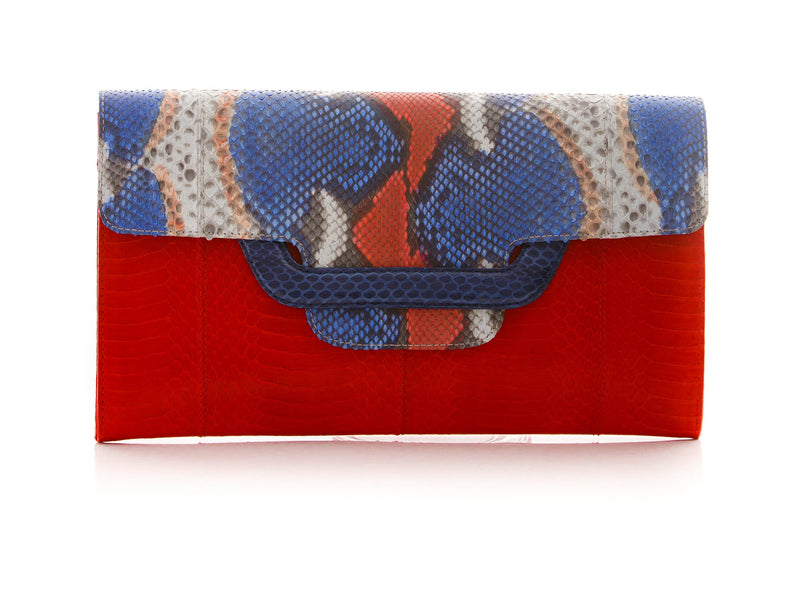 ULALAH clutch bag red and painted flap with removable strap