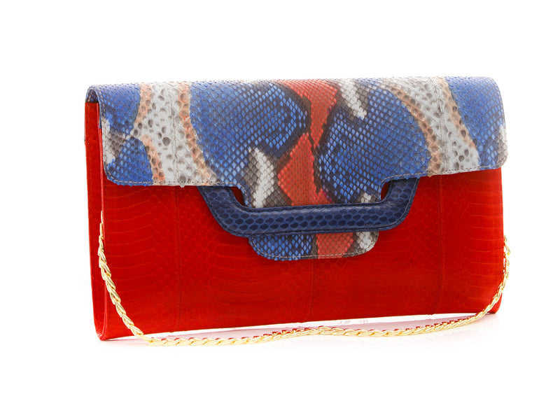 ULALAH clutch bag red and painted flap with removable strap