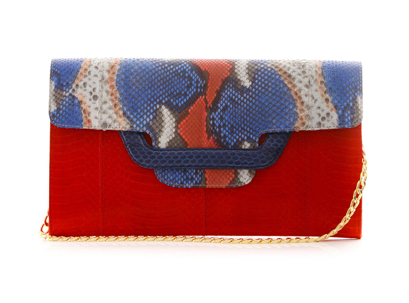 ULALAH clutch bag red and painted flap with removable strap