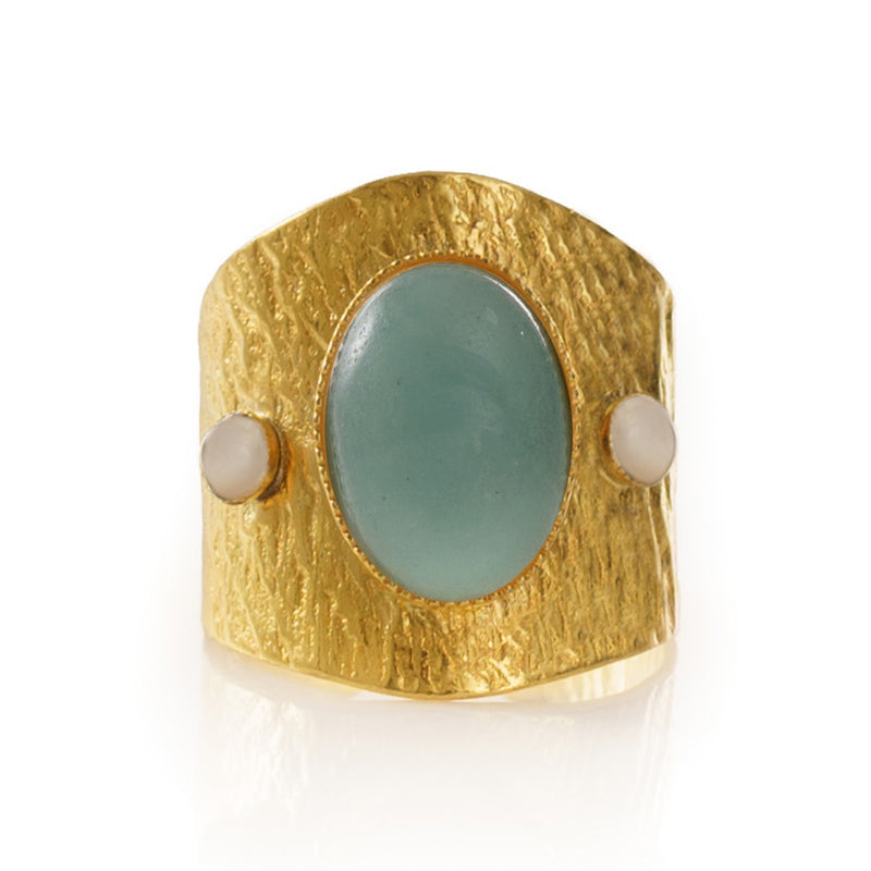 SAHEL adjustable ring aventurine stone.