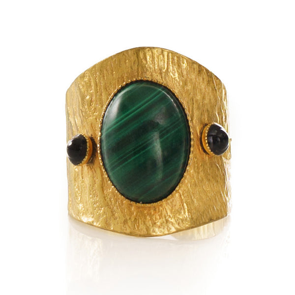 SAHEL adjustable ring malachite stone