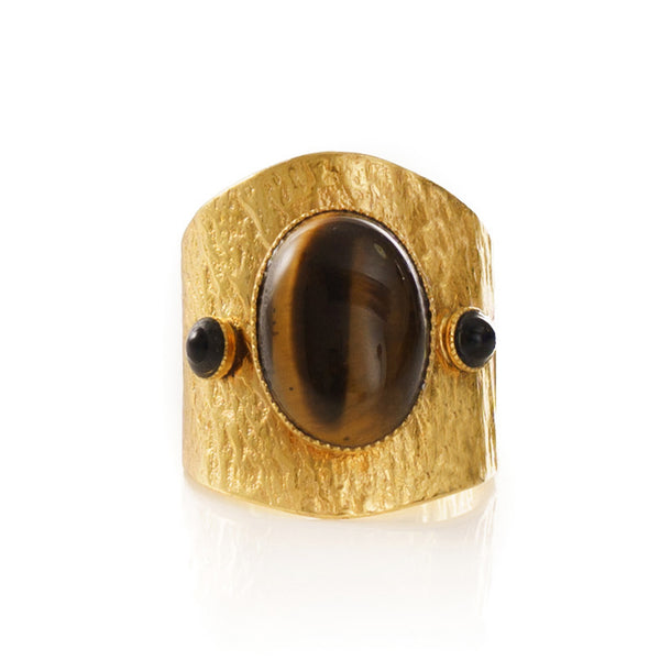 SAHEL adjustable ring tiger eye stone