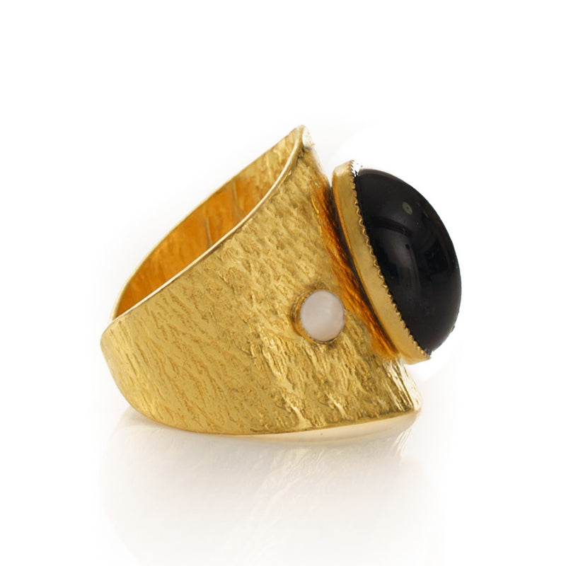 SAHEL adjustable ring black agate stone