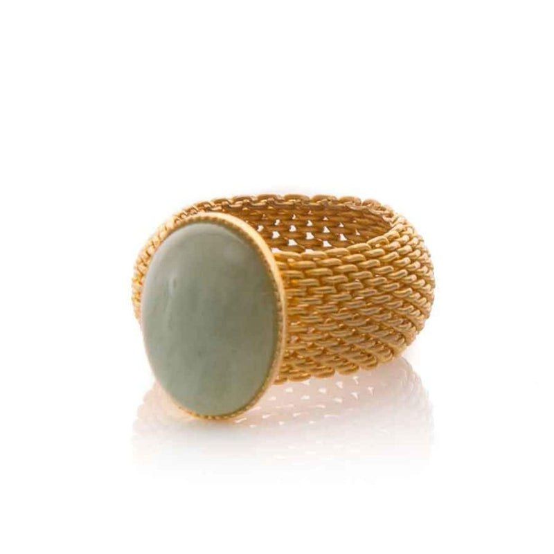 SHANTA mesh ring & aventurine cabochon