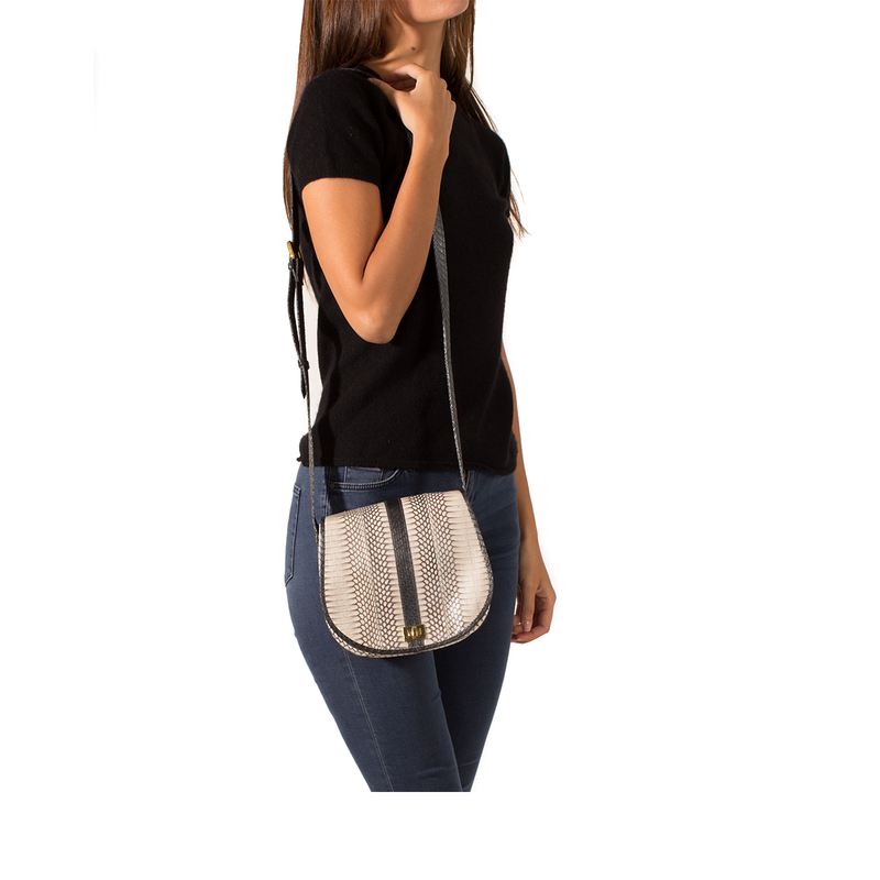 Cross Body Bag SOMINI White and Grey Metal Cobra