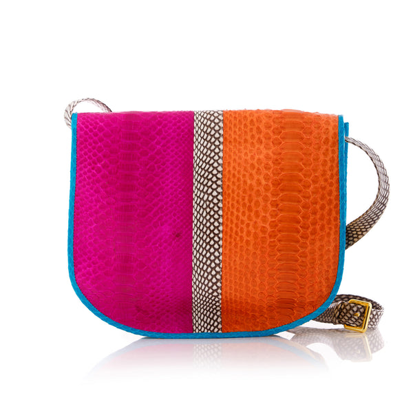 Saddle Bag SOMEE Mixed Python Orange Fushia Yellow