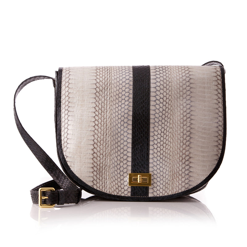 Saddle Bag SOMEE White and Grey Metal Cobra