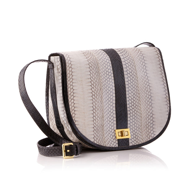 Saddle Bag SOMEE White and Grey Metal Cobra