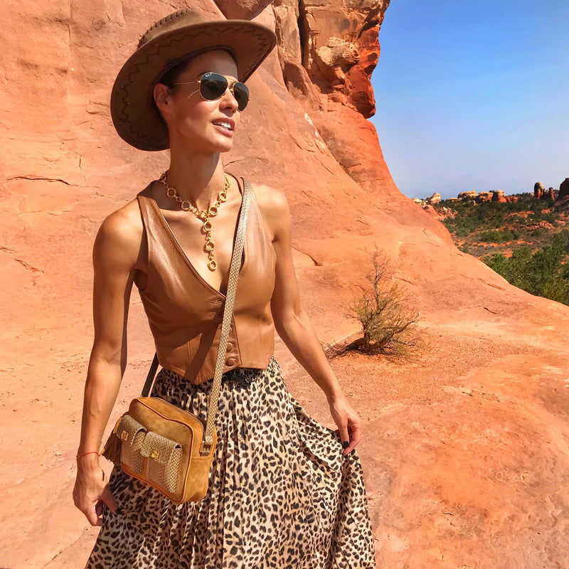 CAMBAG, crossbody bag Canyon cobra and lamb suede