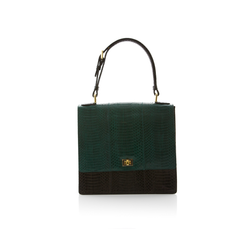 Top Handle Bag TAHDAH Dark Green and Black Cobra