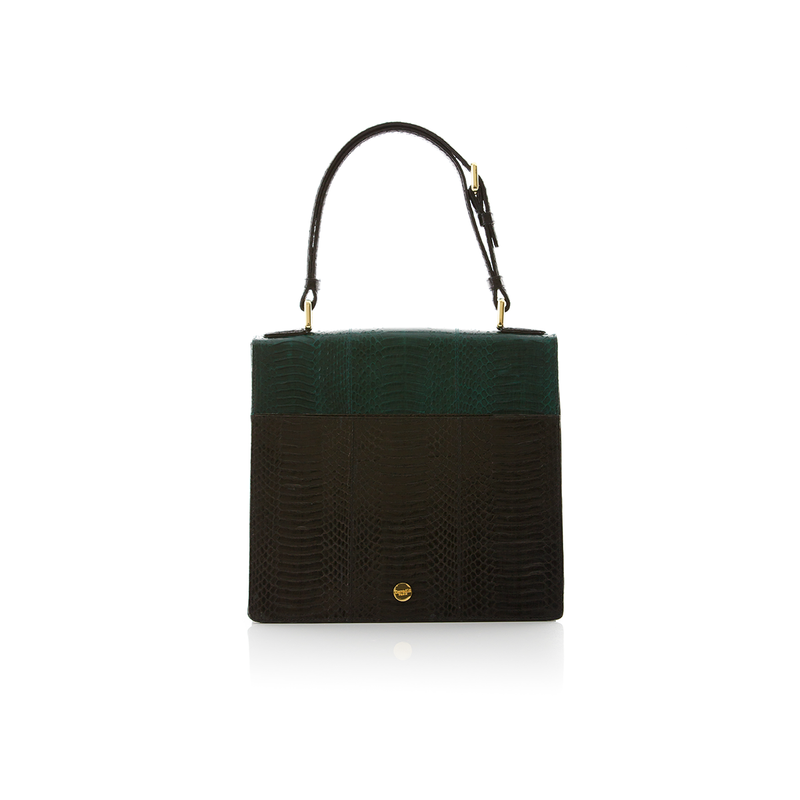 Top Handle Bag TAHDAH Dark Green and Black Cobra