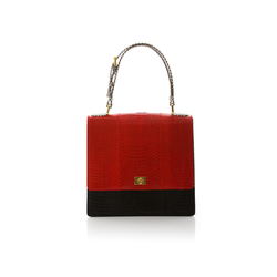 Top Handle Bag TAHDAH Red and Black Cobra