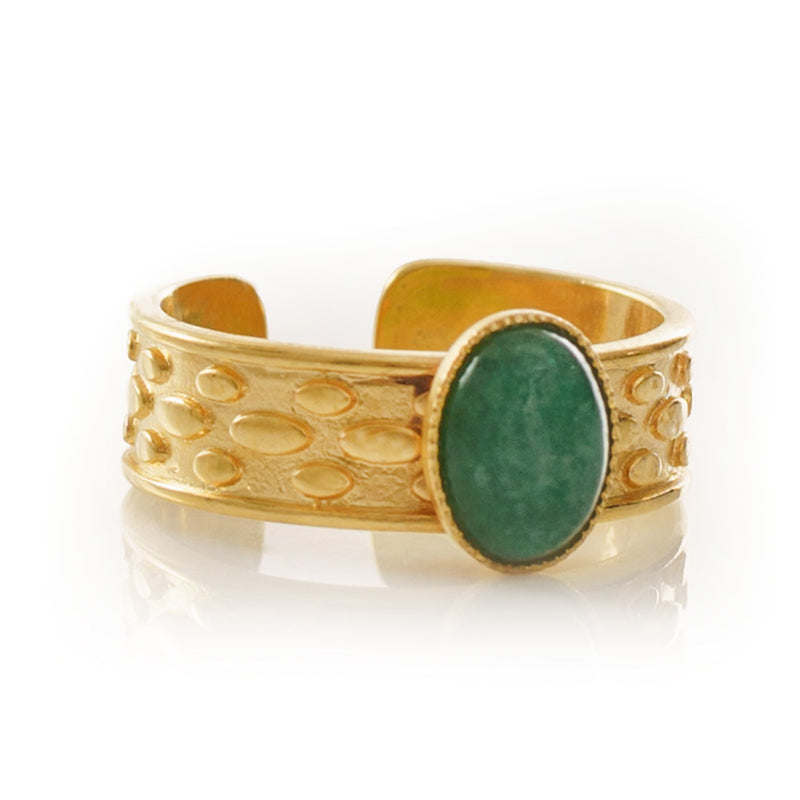 TANIS adjustable ring green agate