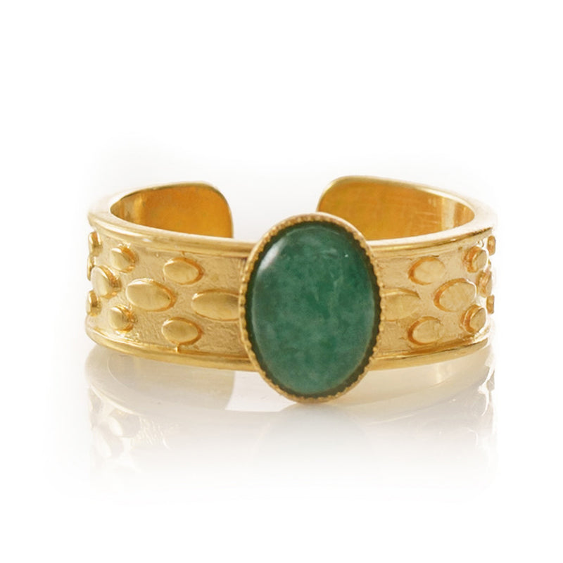 TANIS adjustable ring green agate