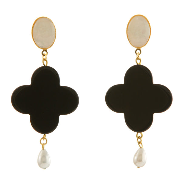 TEKKA earring black agate and pearl