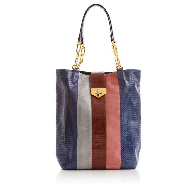 Tote Bag TAH TONG SAK Navy Cassis and Open Sky Cobra and Malabar Suede