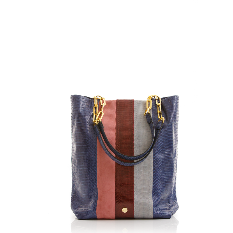 Tote Bag TAH TONG SAK Navy Cassis and Open Sky Cobra and Malabar Suede