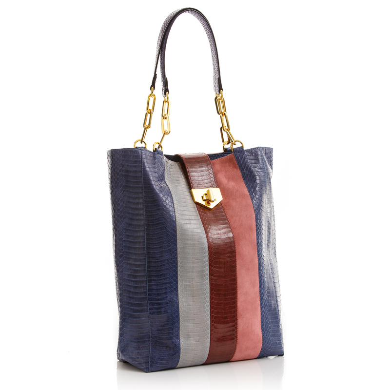 Tote Bag TAH TONG SAK Navy Cassis and Open Sky Cobra and Malabar Suede