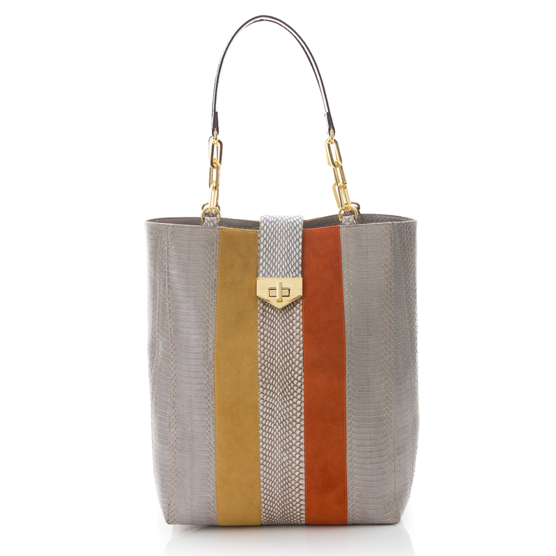 Tote Bag TAH TONG SAK Open Sky Cobra, Paprika and Mustard Suede