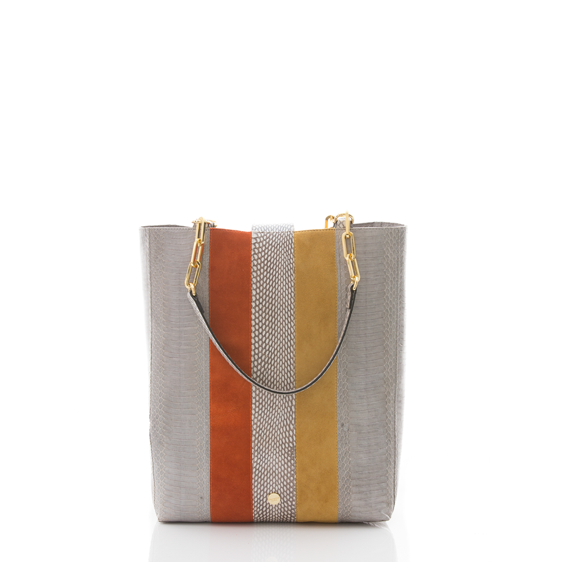 Tote Bag TAH TONG SAK Open Sky Cobra, Paprika and Mustard Suede