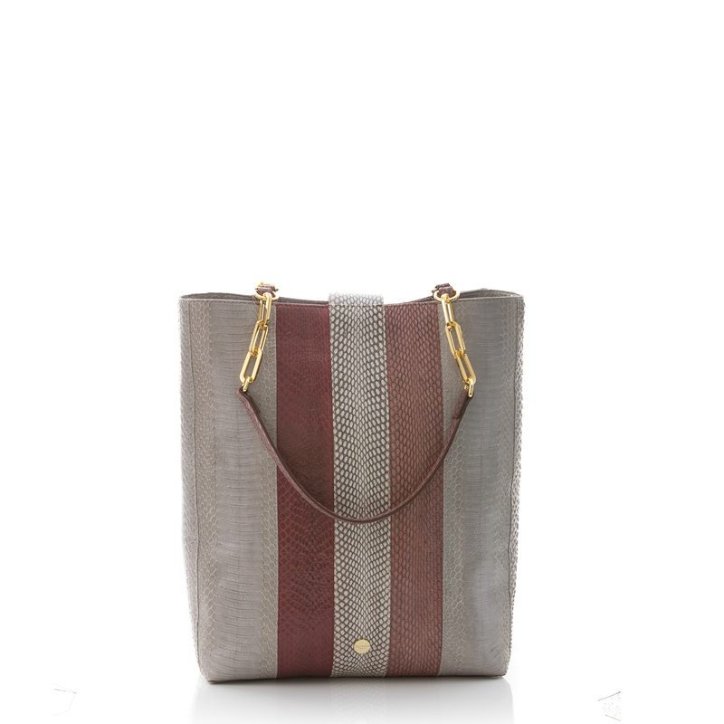 Tote Bag TAH TONG SAK Open Sky, Cassis and Cognac Cobra