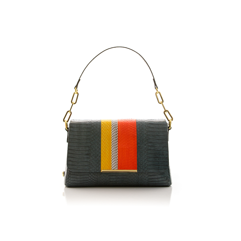 Shoulder bag TULAPA SUI LAH Grey Blue Orange and Yellow Cobra