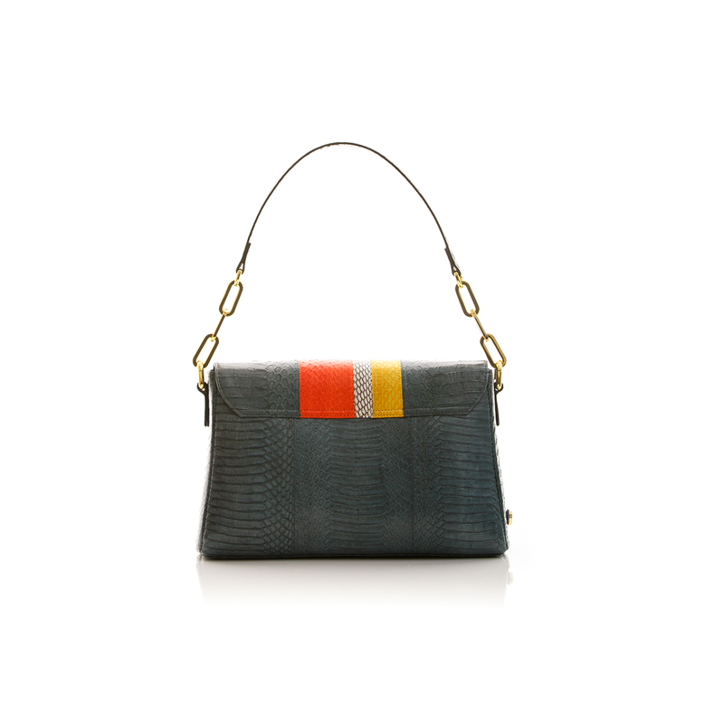 Shoulder bag TULAPA SUI LAH Grey Blue Orange and Yellow Cobra