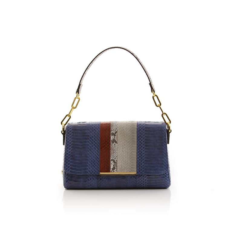 Shoulder bag TULAPA SUI LAH Navy Blue White and Cassis Cobra