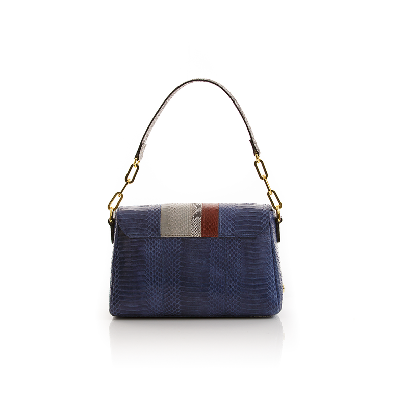 Shoulder bag TULAPA SUI LAH Navy Blue White and Cassis Cobra