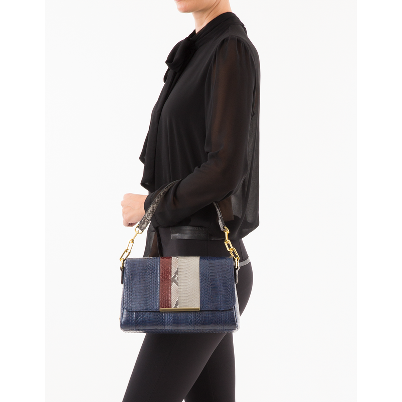 Shoulder bag TULAPA SUI LAH Navy Blue White and Cassis Cobra