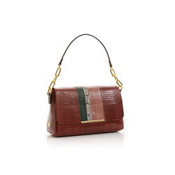 Shoulder bag TULAPA SUI LAH Cassis Cognac and Dark Green Cobra